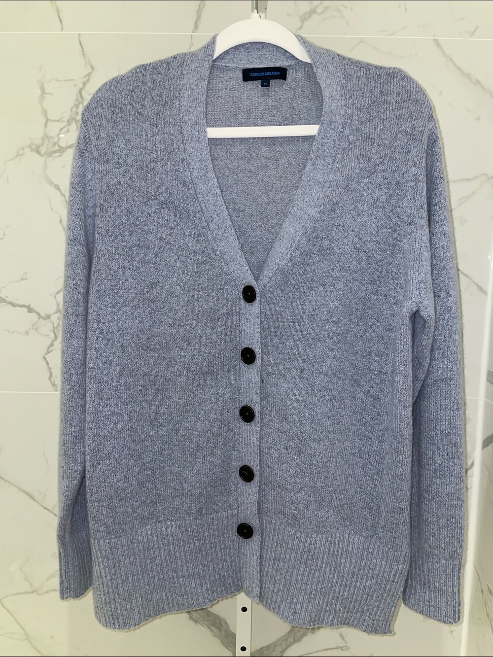 Patrick Assaraf V-Neck Button Front Cardigan, Size M